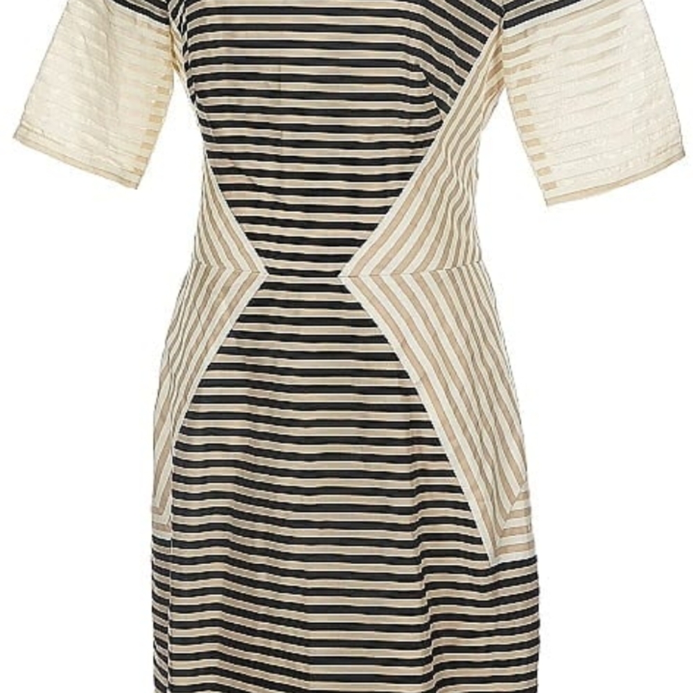 Chic Striped Dress in Black and Cream